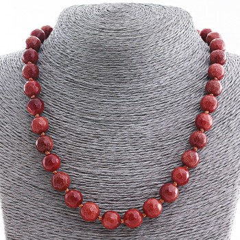 Naszyjnice z awenturynem (syntetyczny) „Złoty piasek”, fasetowane kuleczki 12 mm, długość 48 cm