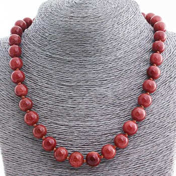 Naszyjnica z awenturytu syntetycznego „Złoty Piasek” kula 12 mm, długość 50 cm+