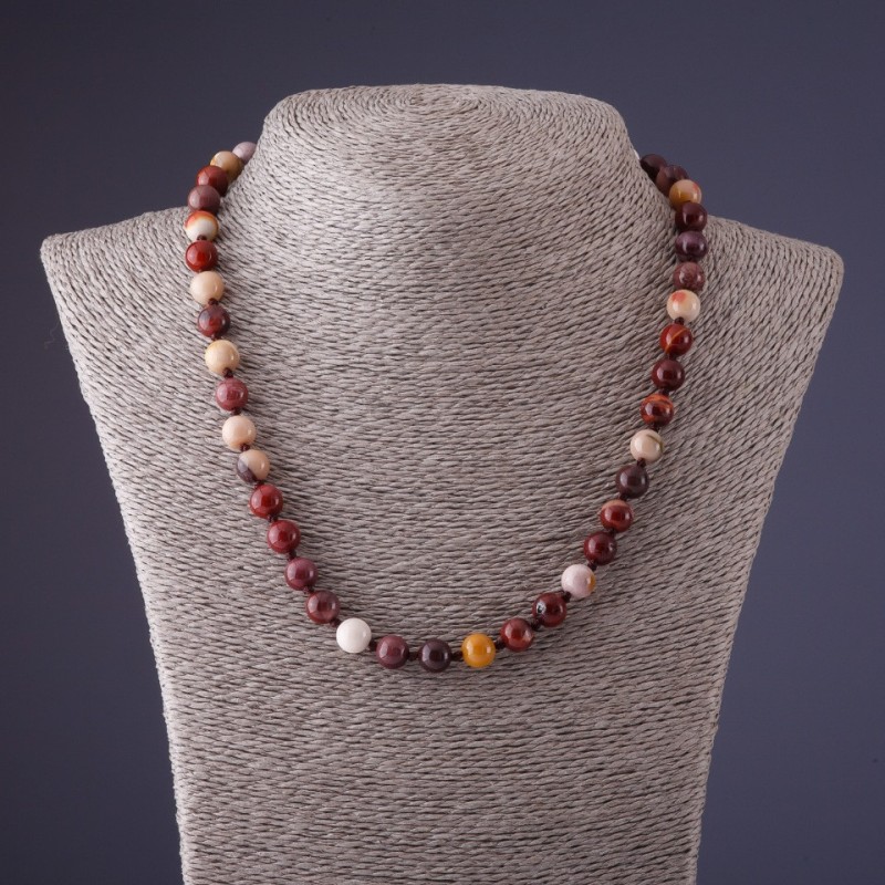 Naszyjnik z jaspisu Mookaite, długość 45 cm, średnica 8 mm