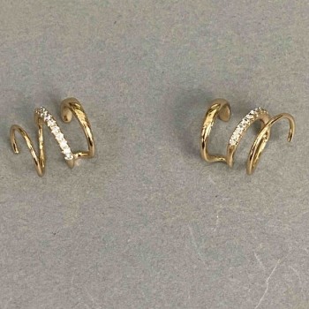 Kaf potrójny Xuping pozłocenie 18K białe kryształy 10×8 mm +