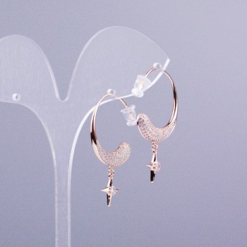 Kolczyki Xuping – kółka, pozłacane 18K z białymi kryształami, grubość około 5 mm, średnica 24 mm