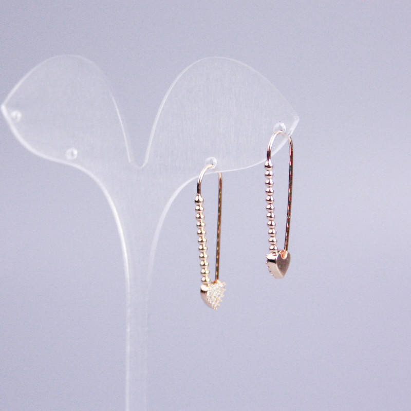 Kolczyki Xuping Pozłacane 18K z białymi kryształami w kształcie serca 30×8 mm+