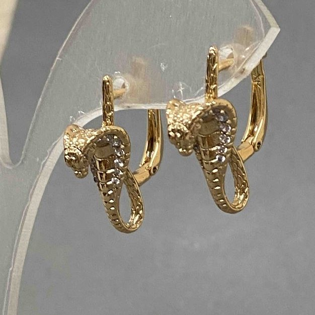 Kolczyki Xuping Pozłacanie 18K z białymi kryształami 'Kobra', średnica 20×8 mm+