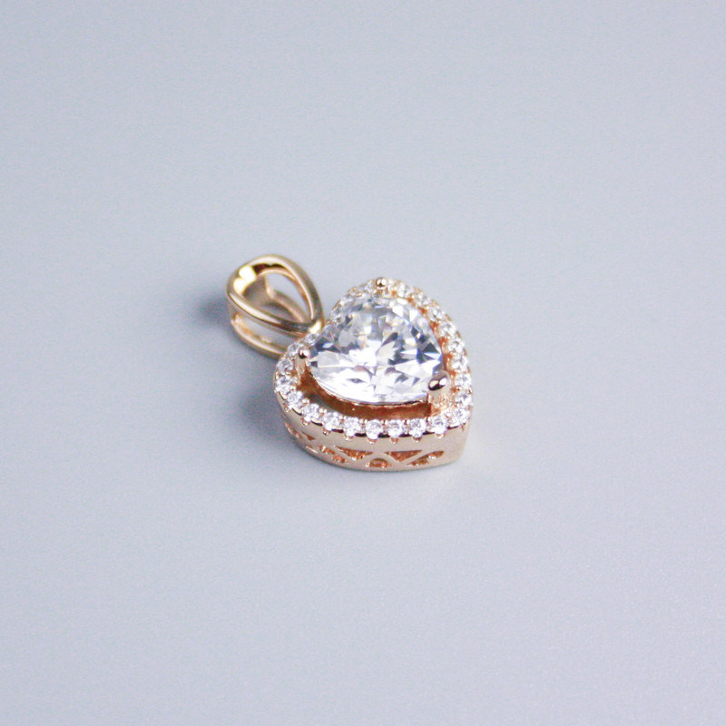 Wisiorek Xuping Pozłacanie 18K Serce z białymi cyrkoniami i kryształem, średnica 12×13 mm+
