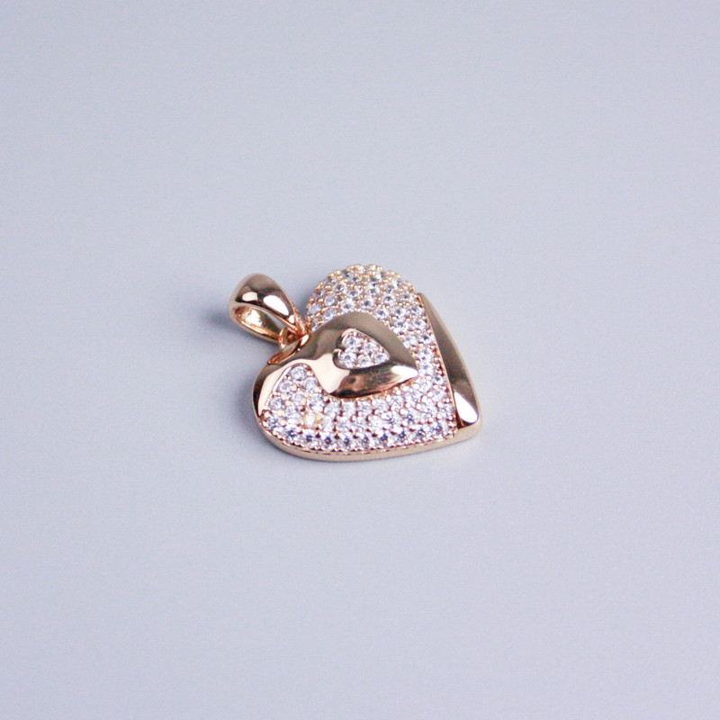 Wisiorek Xuping pozłacany 18K — Serce z białymi kryształami, średnica 15×17 mm+