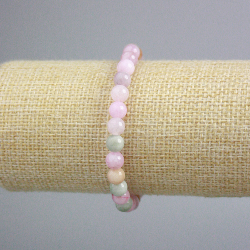Bransoletka z jadeitu kolorowego, gładkie kule, średnica 6,5 mm, długość 18 cm (rozciągliwa)