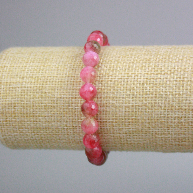 Bransoletka z turmalinu polichromowego, fasetowane kule 8 mm, długość 18 cm (rozciągliwa)