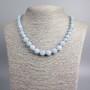Naszyjnik z akwamarynu, naturalny kamień, gładkie kuleczki o średnicach 10, 8 i 6 mm, długość 46 cm ±