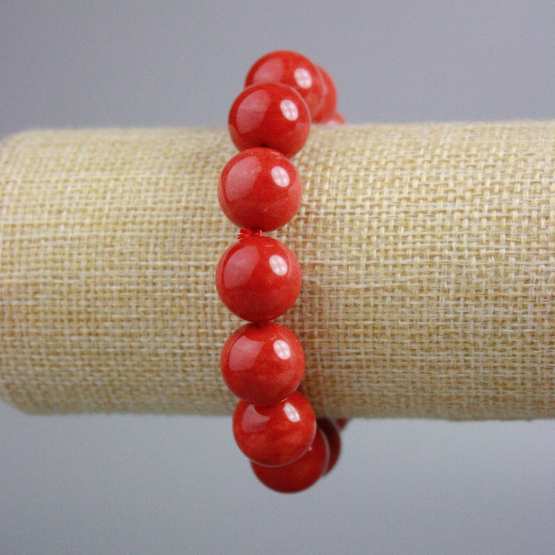 Bransoletka z jaspisu (prasowana) – gładka kulka, średnica 14 mm, długość 18 cm, elastyczna