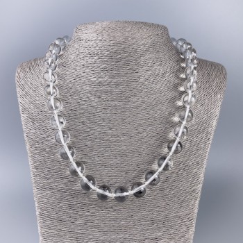 Naszyjnik z górskiego kryształu, gładka kulka, średnica 12,5 mm, długość 45 cm