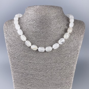 Naszyjnik z górskiego kryształu o kształcie baryłki, średnica 14x10 mm, długość 47 cm