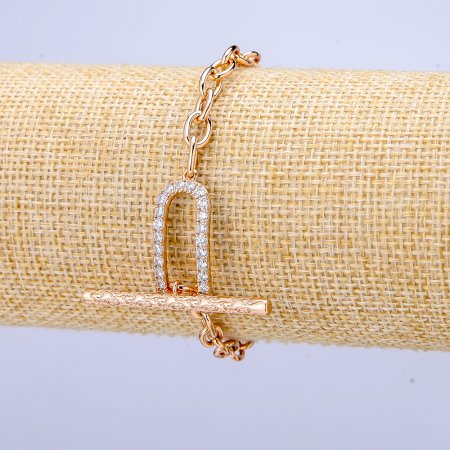 Bransoletka Xuping Pozłacanie 18K z białymi cyrkoniami, grubość 5 mm +/-, długość 18 cm +/-