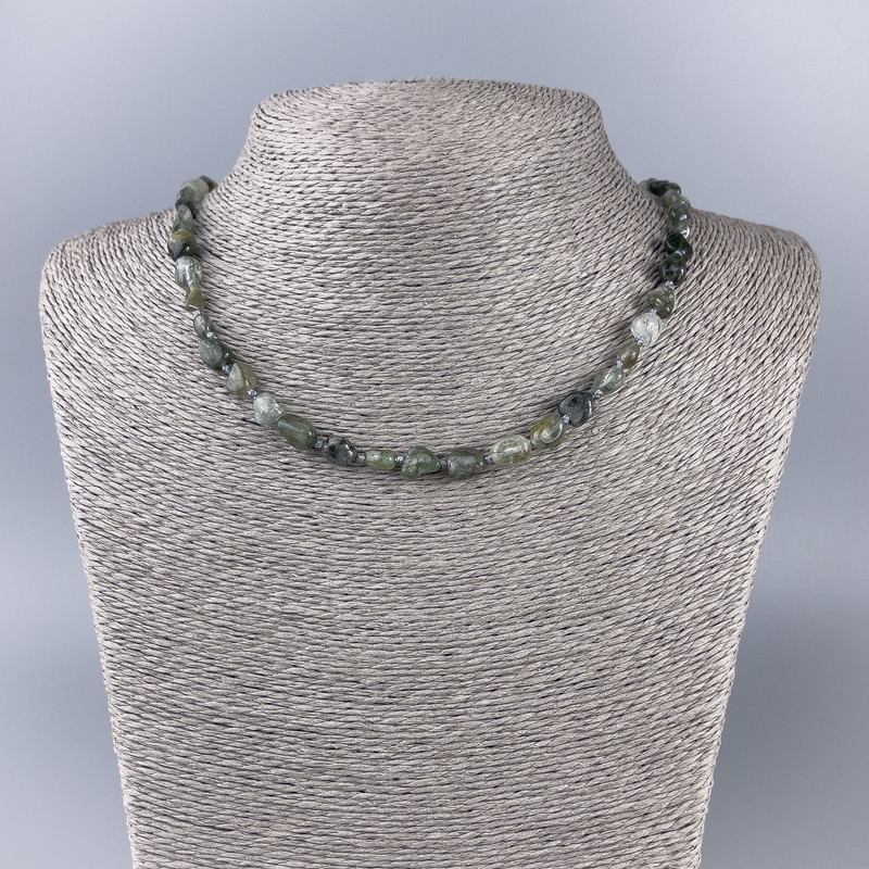Naszyjnik z naturalnego kwarcu włosowatego, fasetowany, średnica 6×8 mm, długość około 51 cm