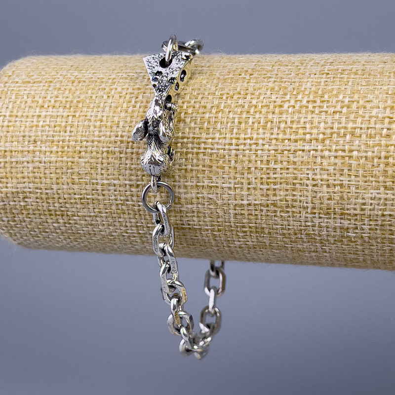 Bransoletka łańcuszkowa „Misha” ze srebrzystego metalu 30,5×10 mm, grubość 7 mm, długość 22 cm +