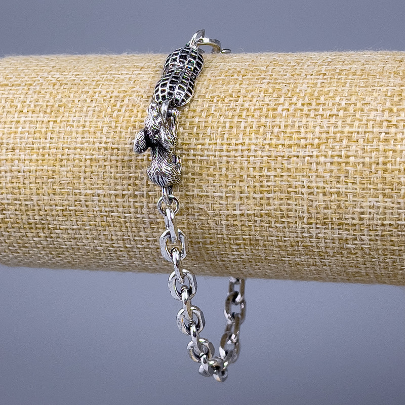 Bransoletka-łańcuch „Grizun” srebrzysty metal 35×8,5 mm, grubość 6 mm, długość 21 cm +