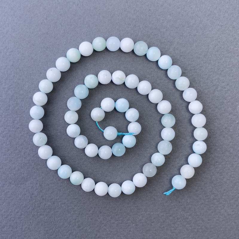 Koraliki z hemimorfitu, naturalny kamień, gładkie kuleczki, średnica 6,5 mm, długość 39 cm