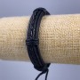Bransoletka, długość 18–25 cm, grubość 12 mm, eko-skóra, kolor czarny, na zapięciu