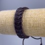 Bransoleta z brązowej ekoskóry, długość 18–25 cm, grubość 14 mm, kolor brązowy, na regulowanym zapięciu