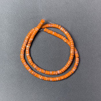 Koraliki z wariacytu pomarańczowego, rondelkowe, 4,5×2,5 mm, długość 38 cm, na żyłce (prasowane)