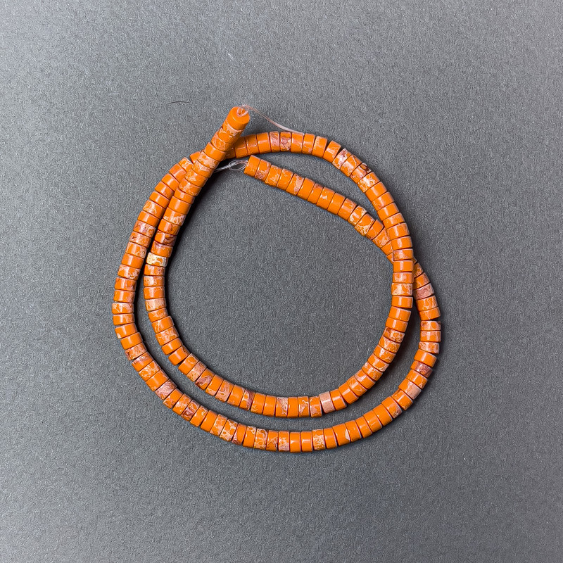 Koraliki z wariacytu pomarańczowego, rondelkowe, 4,5×2,5 mm, długość 38 cm, na żyłce (prasowane)