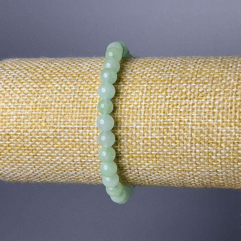 Bransoletka z amazonitu — naturalny kamień, gładkie kuleczki, średnica 6,5 mm, długość 18 cm (elastyczna)