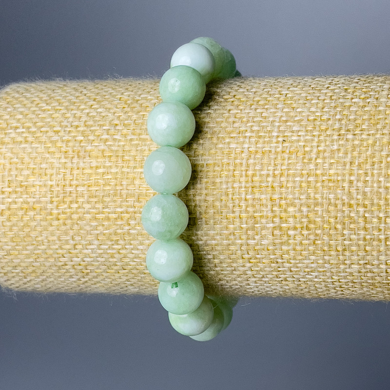 Bransoletka z amazonitu z naturalnego kamienia – gładkie kulki, średnica 10,5 mm, długość 18 cm (rozciągliwa)