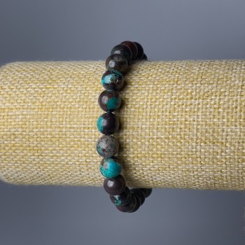 Bransoletka z chryzokoli, naturalny kamień, gładkie kulki, średnica 8,5 mm, długość 18 cm (rozciągana)