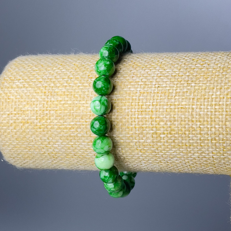 Bransoletka z chryzoprazem (sztuczny akryl) gładka kuleczka, średnica 8,5 mm, długość 18 cm (rozciągana)