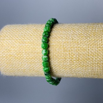 Bransoleta z chryzoprazem, fasetowane kostki, średnica 5,5 mm, długość 18 cm (rozciągana)