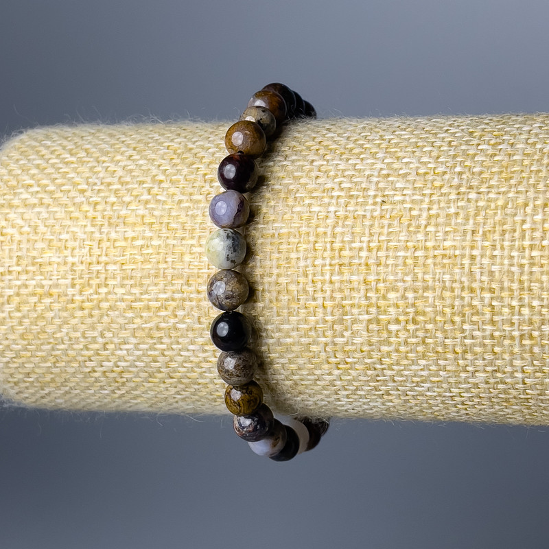 Bransoletka z pietersytu z naturalnym kamieniem, gładkimi kuleczkami, średnica 6,5 mm, długość 18 cm (rozciągana)
