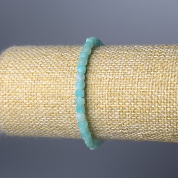 Bransoletka z amazonitu, granowane kostki 4 mm, długość 18 cm (elastyczna)