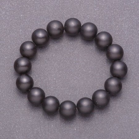 Bransoletka ze sztucznego szungitu – gładkie kuleczki 12 mm, długość 18 cm, elastyczna