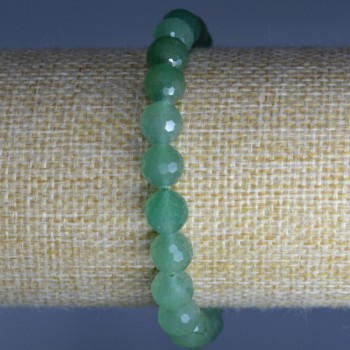 Bransoletka z nefrytu, naturalny kamień, fasetowane kulki, średnica 8 mm, długość 18 cm (rozciągliwa)