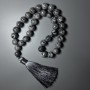 Mala z szarego oceanicznego jaspisu (sztuczny akryl) gładkie kuleczki, średnica 12 mm ±, 33 koraliki, z metalowymi wstawkami