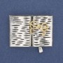 Broszka Książka z okularami w szarej i złocistej emalii, srebrzysty metal 35×26 mm