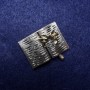 Broszka Książka z okularami w szarej i złocistej emalii, srebrzysty metal 35×26 mm