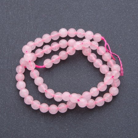 Koraliki z różowego kwarcu – naturalny kamień, gładkie kuleczki, średnica 8,5 mm, długość 38 cm