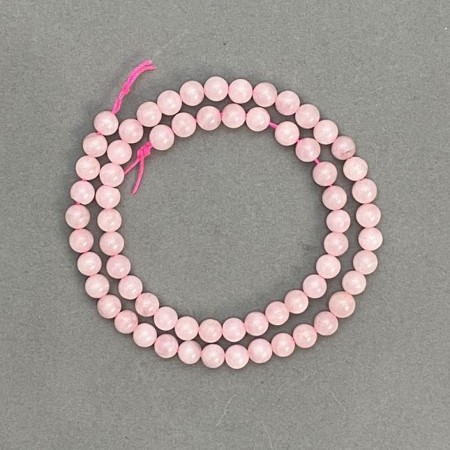 Koraliki z różowego kwarcu, naturalny kamień, gładkie kuleczki, średnica 6,5 mm, długość około 38 cm
