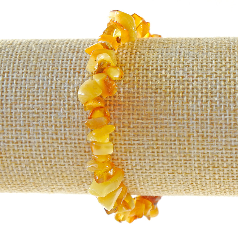 Bransoletka bursztynowa «Kruszyta», średnica 8×3 mm, długość 18 cm ± (rozciągana)