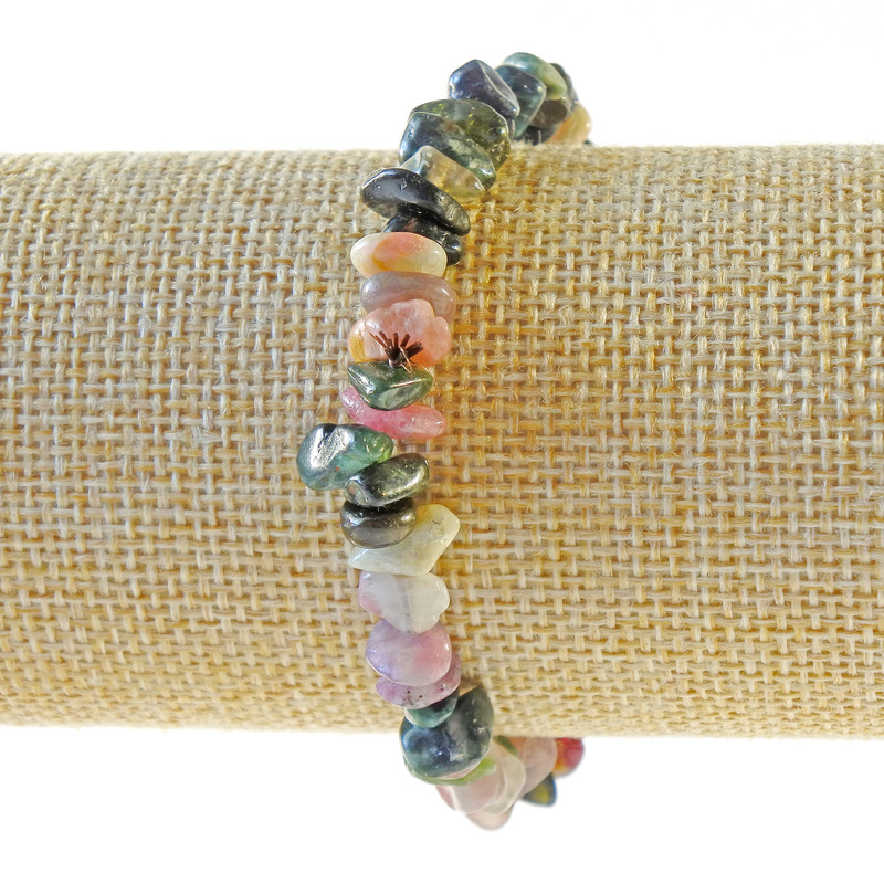 Bransoletka z naturalnego turmalinu, drobiny kamienia, średnica 7×3 mm ±, długość 18 cm ± (rozciągliwa)
