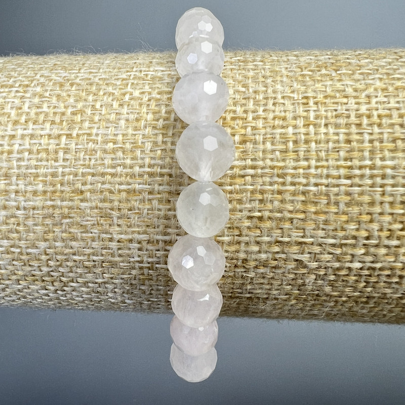 Bransoletka z górskiego kryształu, fasetowana kulka 8 mm, długość 18 cm ± (rozciągliwa)