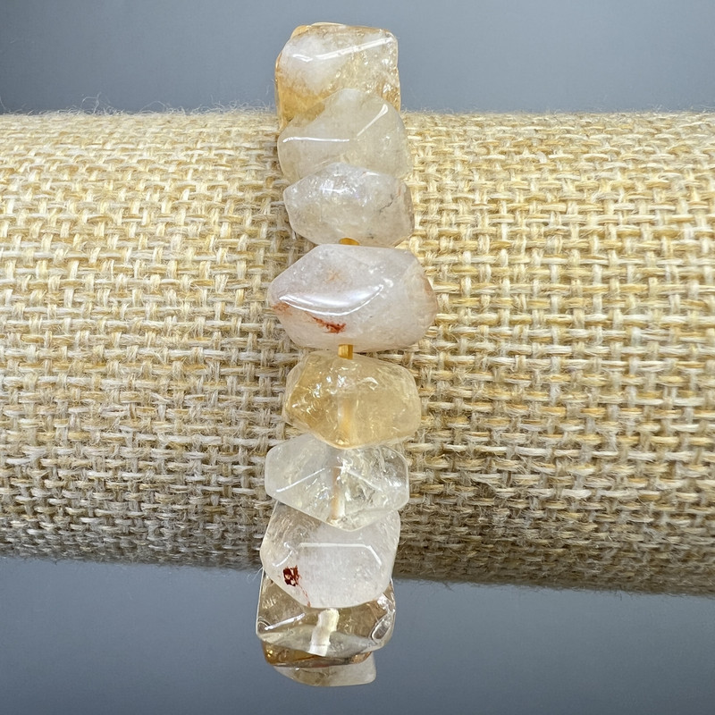 Bransoletka z fasetowanego cytrynu, naturalnego kamienia, w kształcie rondeli, o średnicy 11×7 mm, długość 18 cm, elastyczna