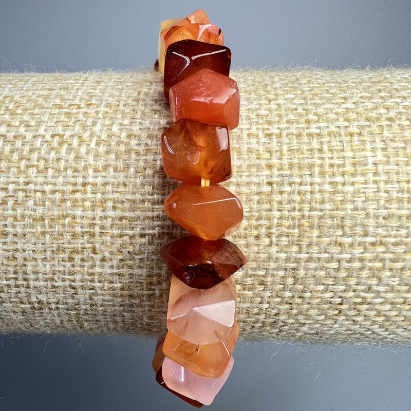 Bransoletka z agatu botswańskiego pomarańczowego, fasetowane rondelki, średnica 10×7 mm, długość 18 cm (elastyczna)