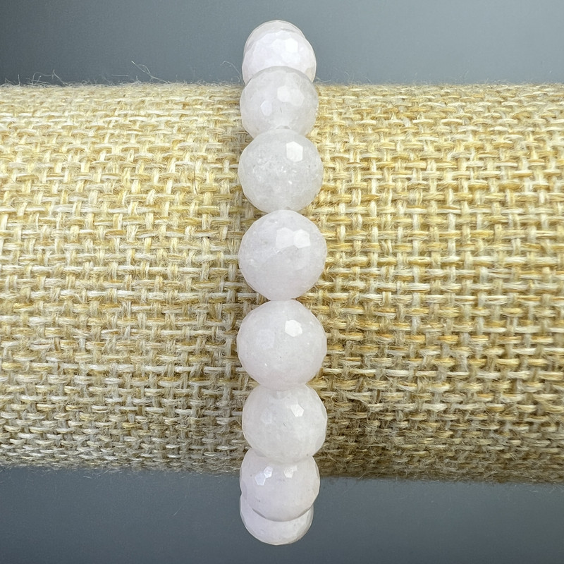 Bransoletka z białego kwarcu, fasetowane kulki 8 mm, długość 18 cm (elastyczna)