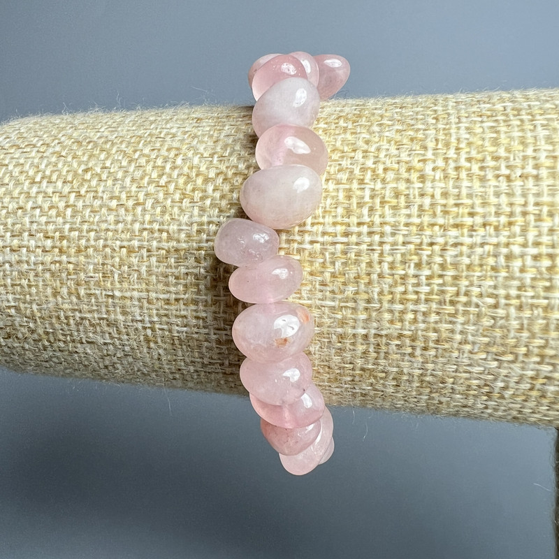 Bransoletka z różowego kwarcu, naturalny kamień, fasetowane koraliki, średnica 11×7 mm, długość 18 cm ± (elastyczna)