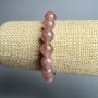 Bransoletka z kwarcu truskawkowego, naturalny kamień, gładka kulka o średnicy 8,5 mm, długość 18 cm ± (elastyczna)