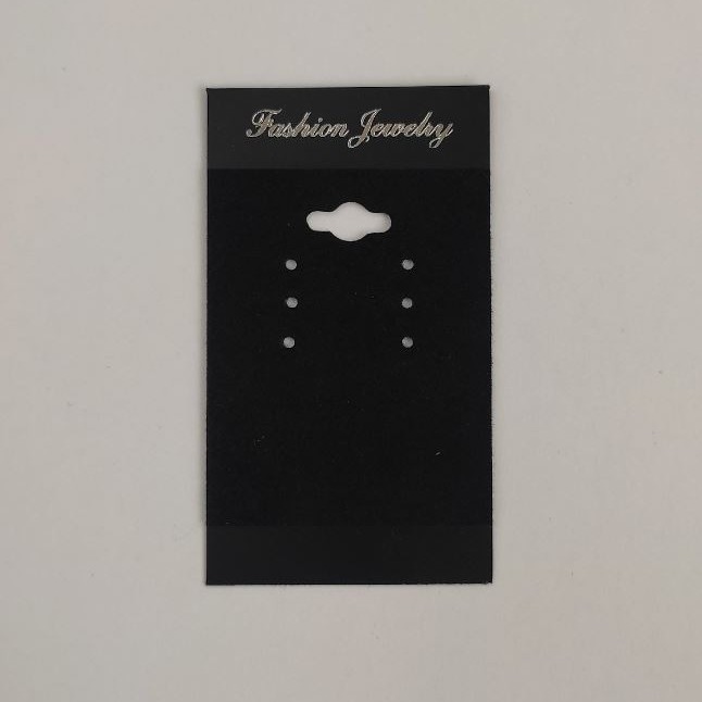 Tacka pod kolczyki z czarnego aksamitu, 7×4 cm, czarny plastik, 100 szt