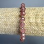 Bransoletka z kwarcu truskawkowego, naturalny kamień, fasetowane rondelki, średnica 8×6 mm ±, długość 18 cm ± (na elastycznej gumce) z koralikami