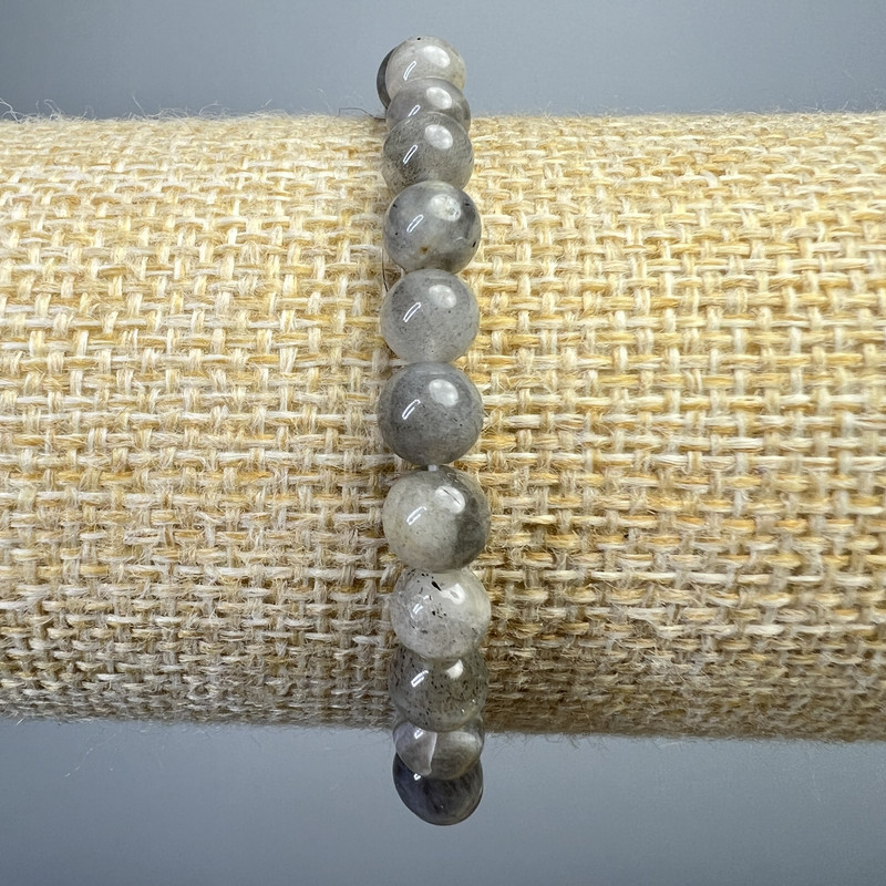 Bransoletka z labradorytu, naturalny kamień, gładka kulka o średnicy około 6 mm, długość 18 cm ± (rozciągana)