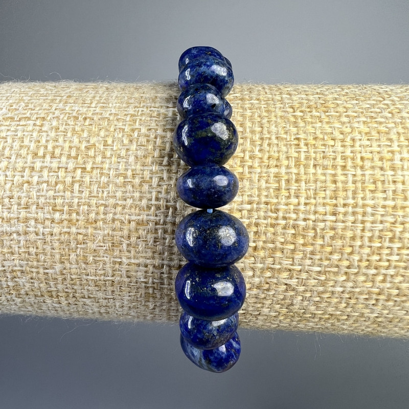 Bransoletka z lazurytu, naturalny kamień, duże fasetowane koraliki, średnica 10×7 mm, długość 18 cm, na elastycznej gumce